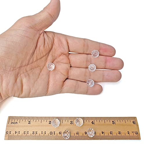 Image of 10mm Rondelle White Glass Beads for Jewelry Making, 200pcs Faceted Briolette Crytal Spacer Beads for Bracelet Necklace Earring