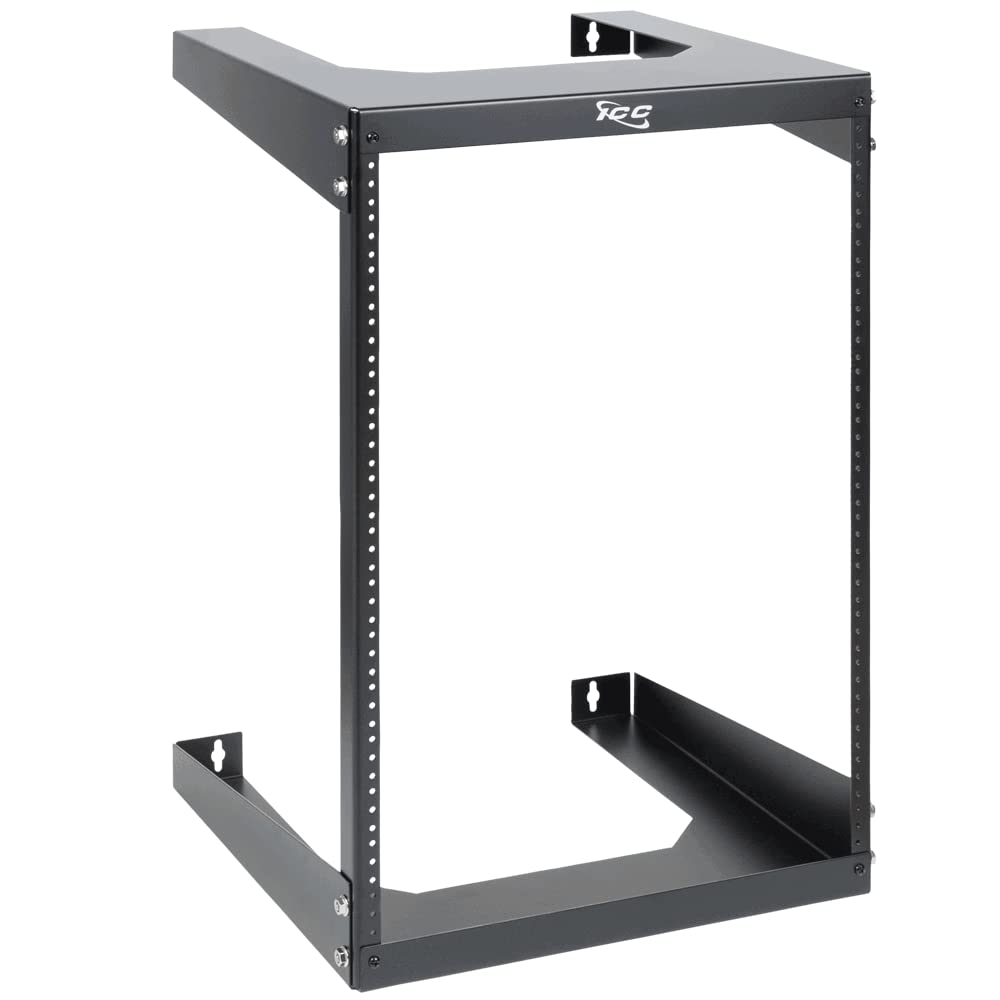 ICC Wall Mount Rack with 15 Rack Mount Spaces (15U) - Heavy-Duty 19" Open Frame Server Rack - Space-Saving and Secure Network Equipment Rack for IT, AV and Computer Equipment Installations