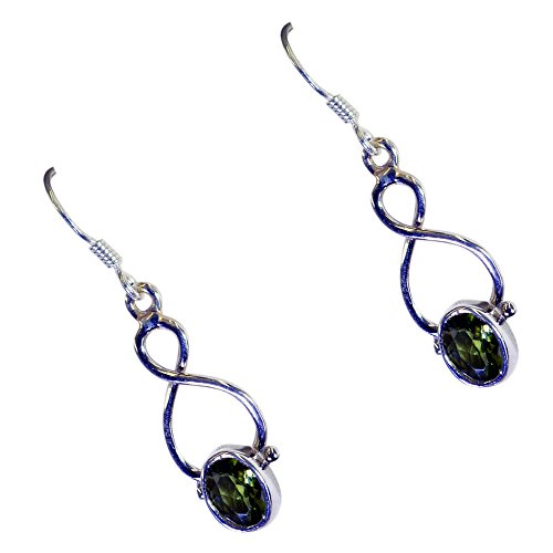 Boucles d'oreilles pendantes péridot authentiques en argent et pierre naturelle