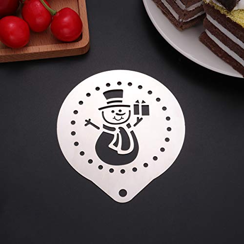 Nuevo Plantilla de café de Navidad de acero inoxidable Plantilla de decoración de pasteles Barista Muñeco de nieve hueco… - Imagen 5