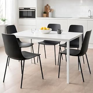 Arreditaly Set 4 Sedie Moderne Con Schienale Ergonomico In Polipropilene E Gambe In Metallo Cucina Sala Da Pranzo Soggiorno Ufficio Studio Design Minimal Scandinavo 87 x 53 x 49 Cm (Nero)