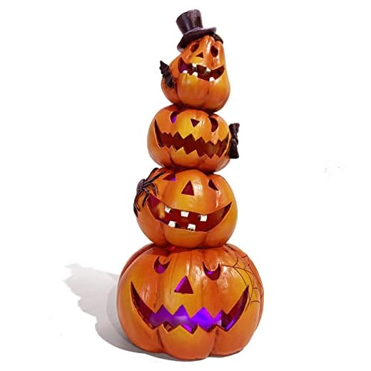 Hodao Halloween Pumpkin Decorations Indoor Halloween Decorations Clearance for Table/Halloween/Window/Present Box/Gift/Courtyard Corridor (Orange Stacked Pumpkins)