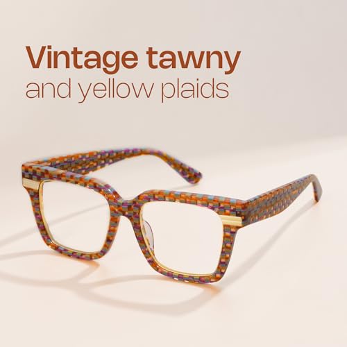 Image of Zeelool Glasses Frame for Women, Oversized Square Personality Fit Glasses Acetate Eyeglasses with Non-prescription Clear Lenses Taylor ZJGX799757-04