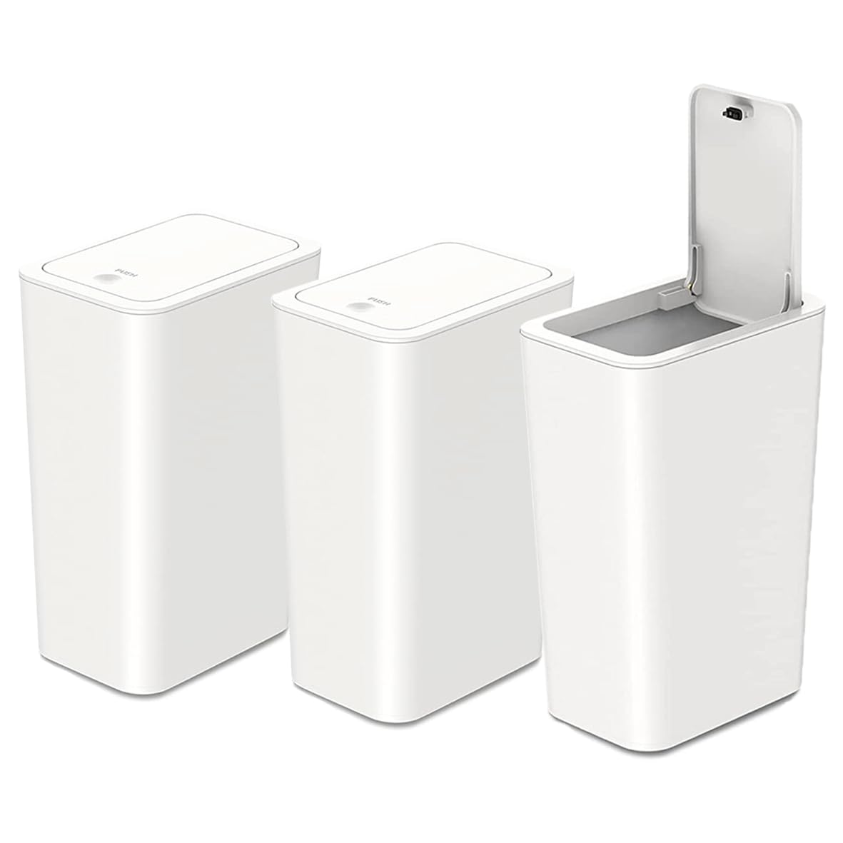 Umtiti 3 PCS 10 L / 2.6 Gal Garbage Can with Pop-up Lid.Small Trash Can with Lid, Waste Basket for Kitchen, Bedroom, Office，Bathroom. WH-3pcs — image 1