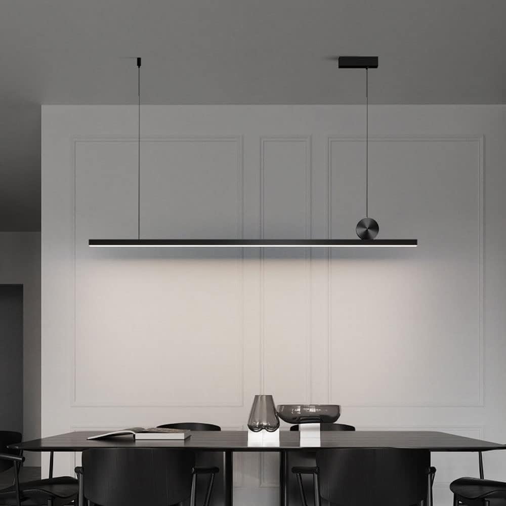 Modern Led Linear Light Black Aluminum Long Strip Ceiling Light 3000K Kitchen Island Light Hanging Lamp for Office Lighting,Black-150 * 4Cm/Black/150 * 4Cm