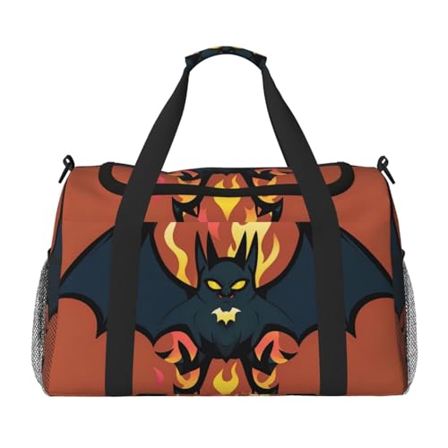Blazing Bat Print Travel Duffel Bag for Men & Women, Foldable Travel Bags and Spacious Weekender Tote Bag for Storage Toiletry Luggage Personal Item