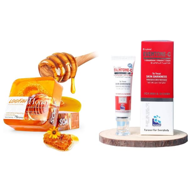 Eventone-C Skin Whitening Cream & Handmade Essential Oil Honey Soap - Pack of 2, Small