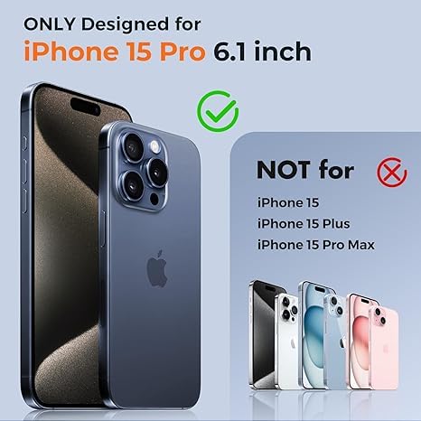 UNBREAKcable Magnetic Case for iPhone 15 Pro, [Compatible with MagSafe] [Non-Slip Grip] [Anti-Fingerprint] Translucent Matte Back & Soft TPU Bumper with Airbag Corners for iPhone 15 Pro 6.1" – Black by UNBREAKcable - Used condition - US$17.59