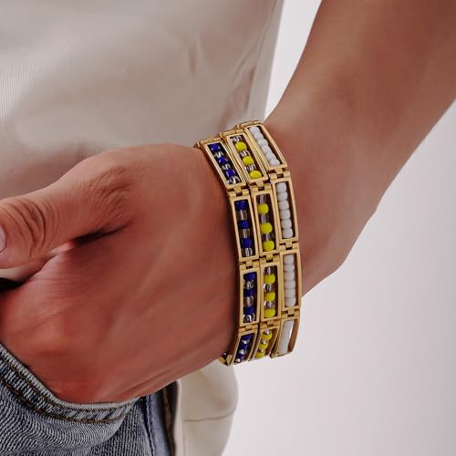 Pulsera Unisex de Acero Inoxidable con Cuenta Colorida miniatura 6