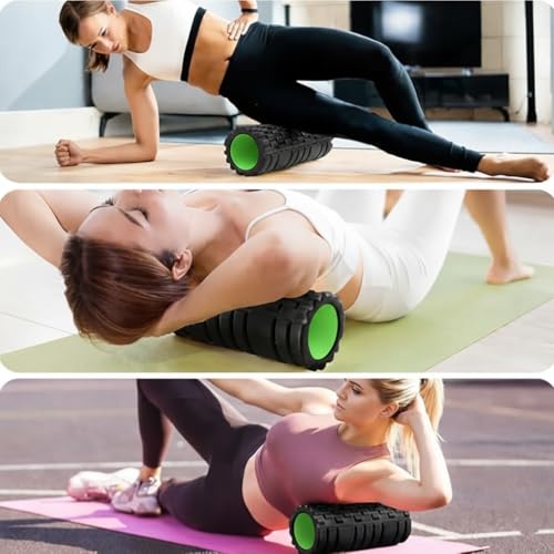 Image of PulGos Green Foam Roller 1 pack for Deep Tissue Massage | High-Density Acupressure Roller for Muscle Recovery, Back & Leg Pain Relief | Ideal for Yoga, Stretching, Home Workouts & Outdoor Use