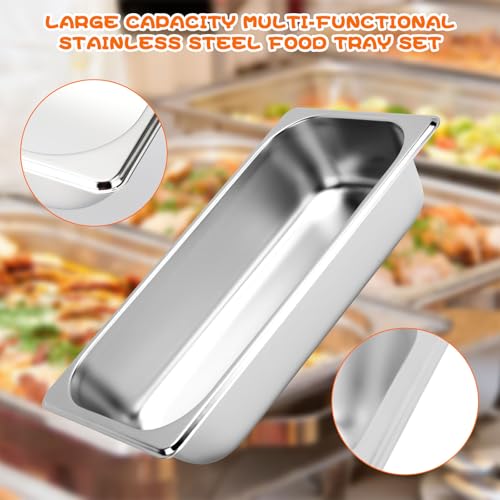 NZZVNZ 3 Set Panier-Set aus Edelstahl, Panier mit Deckel 32.5 * 17.5 * 6.5cm Schale zum Panieren Brotbackform Brottopf Lebensmittelboxen für Schnitzel Fleisch Fisch – Bild 4