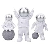 3pcs Astronaut Figurines Cake Topper, Miniature Astronaut Toys Ornament Home Arts and Crafts Desktop