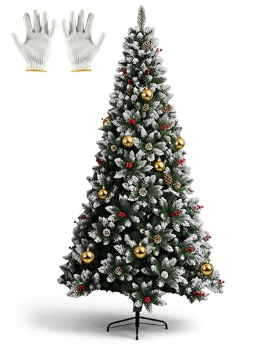 Albero di Natale 1.8 m con 800 Rami, 27 Pigne, 27 Bacche Rosse, 6...