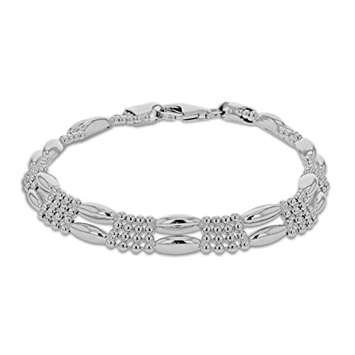 Bracelet femme en argent sterling rhodié 19 cm Tuscany Silver bijou maille classique