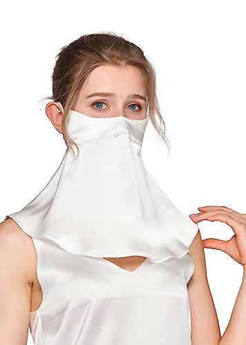 UPF 50+ Pure Silk Face Cover Breathable UV Protection Sunscreen Mask Reusable Sport Face Scarf Mask (Neck Gaiters)