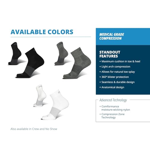 OS1st Wicked Comfort Quarter Crew Socks with light compression for maximum cushion, blister protection and breathable fabric4