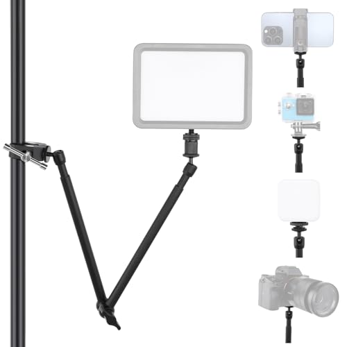 UTEBIT 22" Magic Arm Clamp Mount, Adjustable Articulating Friction Camera Boom Arm w 1/4" & 3/8" Thread Screw with 360° Ball Heads for Phone Video LED Light Webcam Action Camera Tripod Mic, Black by UTEBIT - Used condition - CA$22.20
