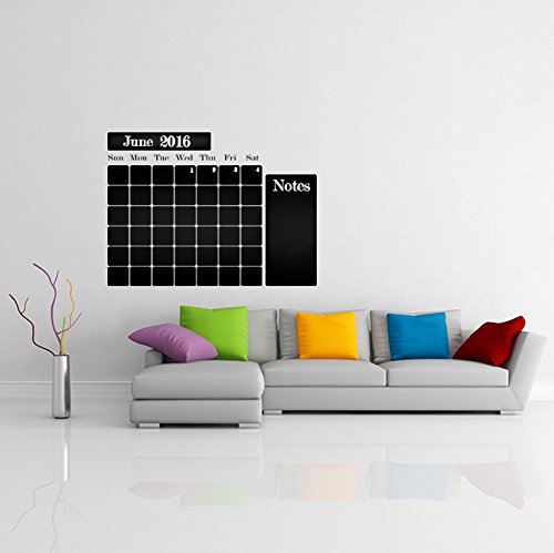 Slaf Ltd. (71'' X 53'') Chalkboard Vinyl Wall Decal Calendar With Notes/Blackboard Month Planner Sticker For Drawing/Erasable Mural + Free Crayons Box #TOP10
