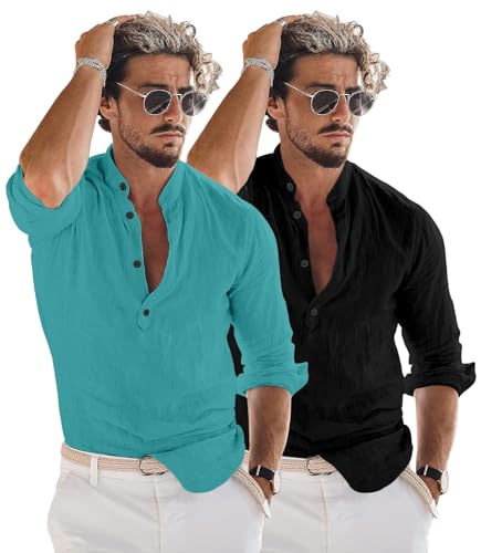 Image of Combo of Men Solid Cotton Blend Straight Kurta Shirt Pack of 2