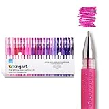 KINGART Pink & Purple Tone Gel Pens, Set of 24, Glitter, Pastel, Neon & Glitter Neon Colors, Luxurious Comfort Grip