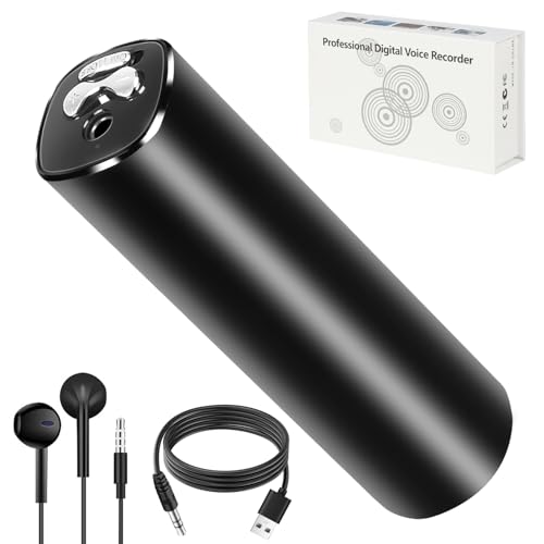 32 GB Gravador Profissional Mini, Dispositivo de Gravação de Áudio Digital, Dispositivo Portátil de Gravação de Áudio, Reprodução Digital Ativada por Voz, Gravador de Voz Recarregável