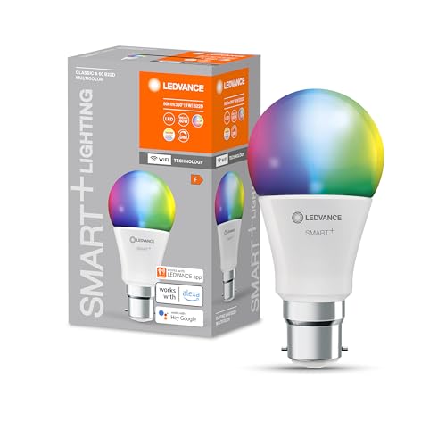LEDVANCE Smart LED lamp with WiFi Technology, B22d-base matt Optics ,RGBW Colours Changeable, Light Colour Changeable (2700K-6500K), 806 Lumen, 60W-Replacement, Smart dimmable, 1-Pack