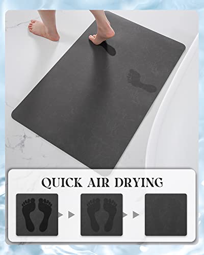 MontVoo -Bath Mat Rug-Rubber Backing Non Slip Quick Dry Absorbent Thin Bathroom Rugs Fit Under Door-Faux Suede Surface Bathroom Floor Mats-Shower Rug for in Front of Bathtub Shower Dark Grey 17"x59"