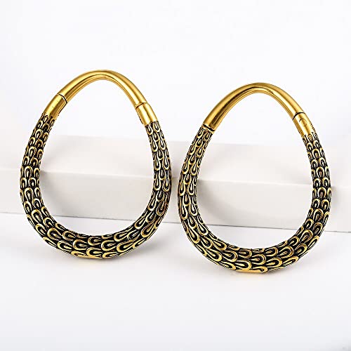 Earblity 2 Pcs Gold 8G (3Mm) Peacock Ear Weights For Stretched Ear, Hypoallergenic 316 Stainless Steel Ear Hangers Weight Ear Plugs Tunnels Gauges Body Jewelry Piercing Plug #TOP6