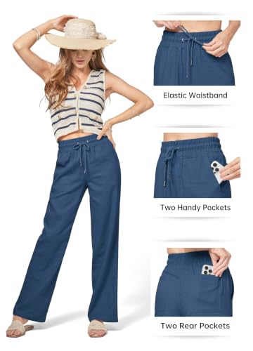 Image of Willit Women Linen Pants Wide Leg Palazzo Trousers 29 inch /31 inch / 33 inch
