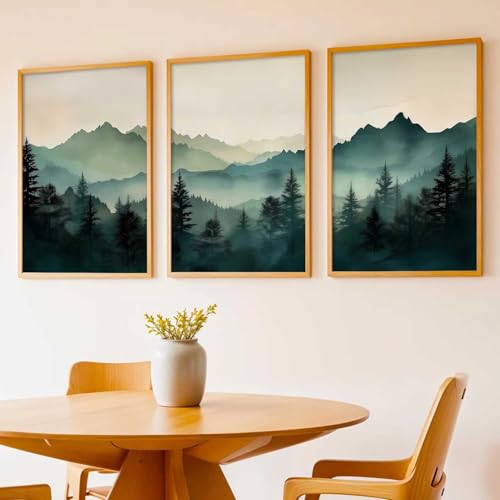 Image of kotart Mountain View Framed Painting | Big Aesthetic Nature Inspired Framed Paintings for Living Room Bedroom Wall Decor Set Of 3 (14x20 Inch)
