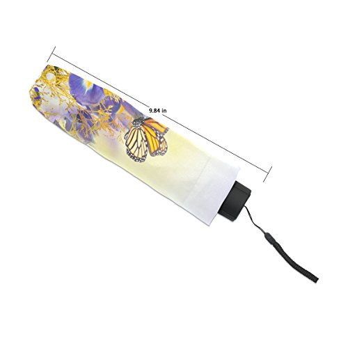 Baihuishop Jstel Compact Travel Windproof Butterfly Pattern Portable Rain Umbrella #TOP5