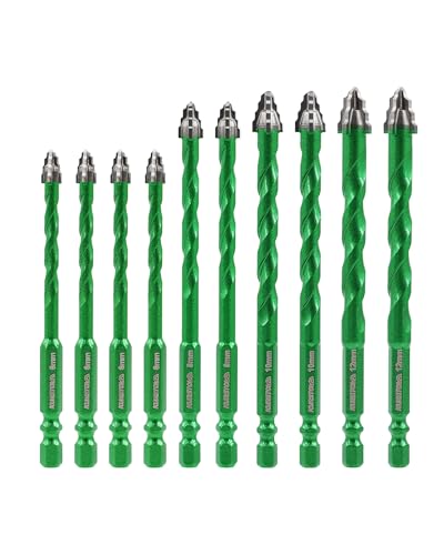 Serrated Masonry Drill Bit Set - 10pcs 1/4”*4, 5/16”*2, 3/8”*2, 1/2”*2 Concrete Carbide Drill Bit Drill Bit for Wood Plastic Masonry Ceramic Tile Glass Marble