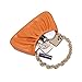 JOLLQUE Shoulder Bag for Women,Small Leather Dumpling Bags Handbag Purse,Gold Chain Evening Clutch Purses with Heavy Aluminum Metal Chain(Orange)