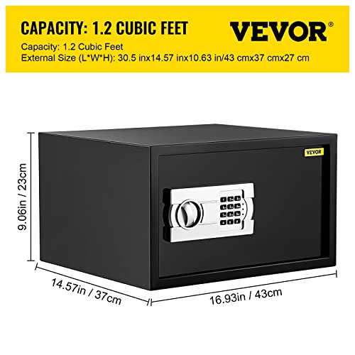 Vevor Security Safe Box 1.1 Cubic Feet, Safe Deposit Box Black, Cabinet Safes 17X14.5X9 Inch, Keypad Safe Digital Safe Box Great For Home, Hotel And Office #TOP6