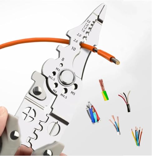 Image of All in 1 Multifunction Stainless Steel Cable /Wire Stripper and Cutter Crimping Tool (Silver)