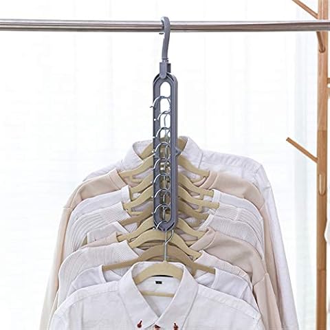 Immoch Wardrobe Hangers Clothes Organizer Space Saving 9 Holes (Grey) Cover