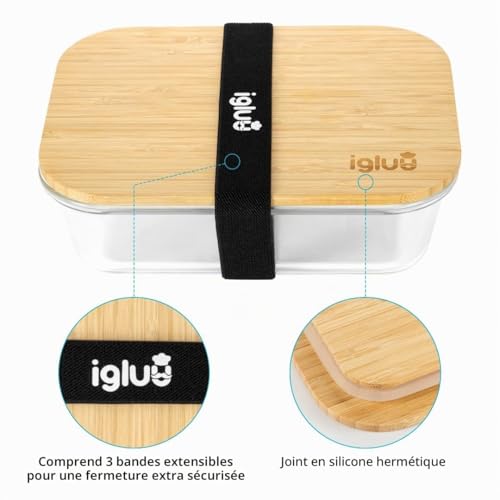 Igluu Meal Prep Boîte Alimentaire Verre (Lot de 3) – 370/640/1050ml – vue 2