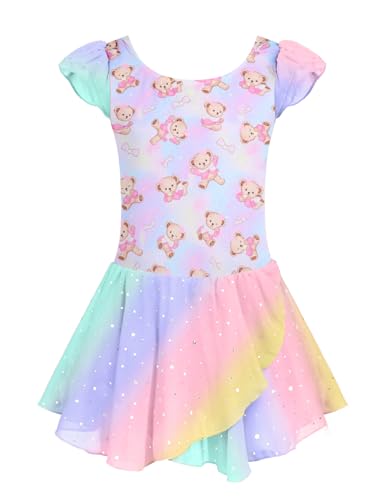 Image of Arshiner Girls Ruffle Sleeve Ballet Dance Dress Tutu Skirted Leotard