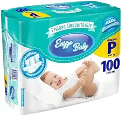 Fralda Descartável Infantil Enzzo Baby Pacotão Diurna Noturna com Fita (P: 100 Fraldas)