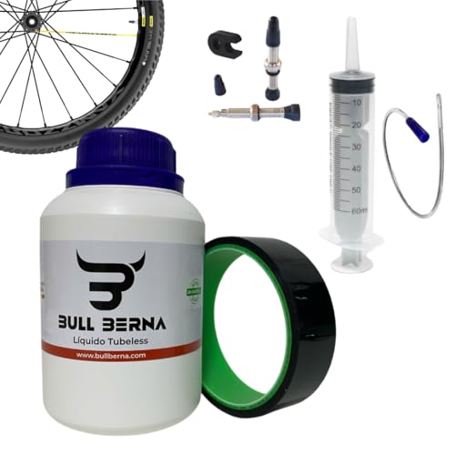 BULL BERNA Kit para tubelizar 2 Ruedas Completo con liquido,valvulas...