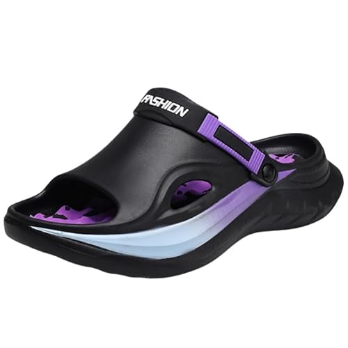 Fusecottc Men's Fashion Lightweight Design EVA Shoes - Breathable Soft-Soled Casual Slip-On for Everyday Comfort (8.5,Purple and Black)