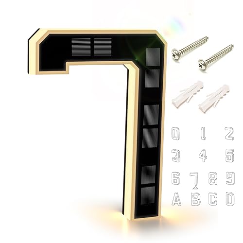 9 Inch Solar-Powered Outdoor House Number Light, No Wiring, Light Up House Numbers for Outside with Solar Panel, Waterproof LED Address Numbers for Home (4-9IN) (number7)