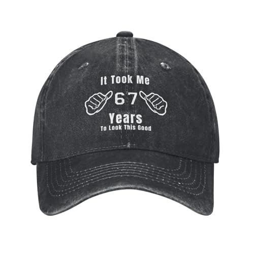 Vintage Trucker Hat 67th Birthday It Took Me 67 Years to Look This Good Adjustable Cotton Cap Funny Fashion Trucker Dad Hat for Men Women Black
