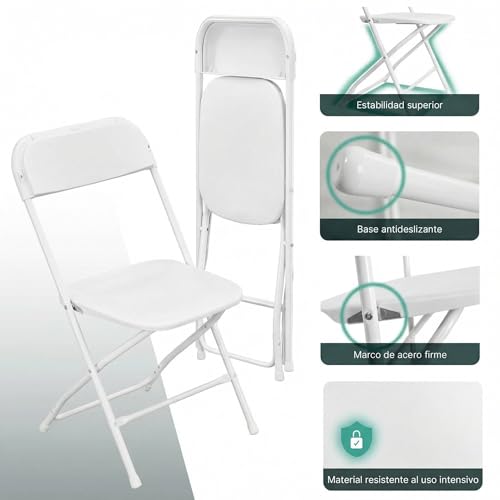 Lot 2 Chaises Pliantes 160 kg Blanc Premium Moments