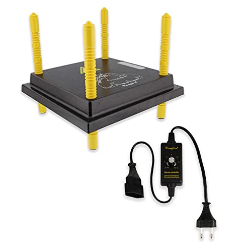Eivolution Küken Wärmeplatte inkl. Temperaturregler 30x30 cm - 20W -höhenverstellbar - Heizplatte zur Küken-Aufzucht - geeignet für alle Geflügelarten wie Hühner, Wachteln, Puten