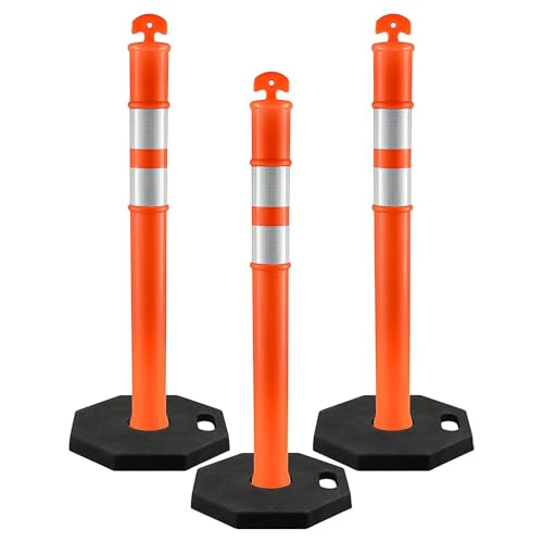 Image of Xpose Safety 45 inch Orange Delineator Posts with Base, 3-Pack
