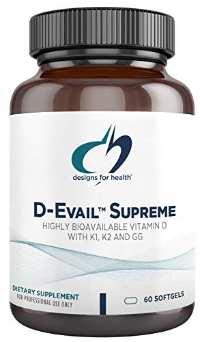 Designs For Health D-Evail Supreme - 5,000 Iu Vitamin D3 Supplement With Vit K (K1, K2 As Mk-4) + Gg - Bone, Cardiovascular + Immune Support - Improved Bioavailability (60 Softgels) #TOP18
