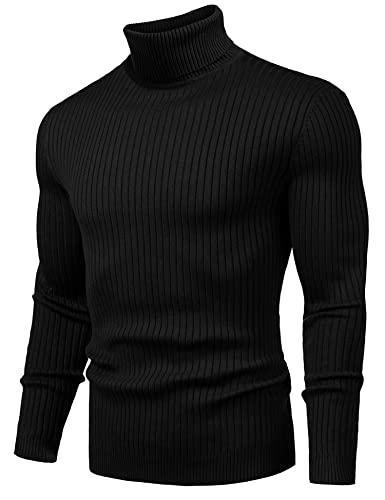 Amussiar Men's Turtleneck Sweater Slim Fit Cotton Knitted Pullover Sweater Casual Lightweight Long Sleeve Top2
