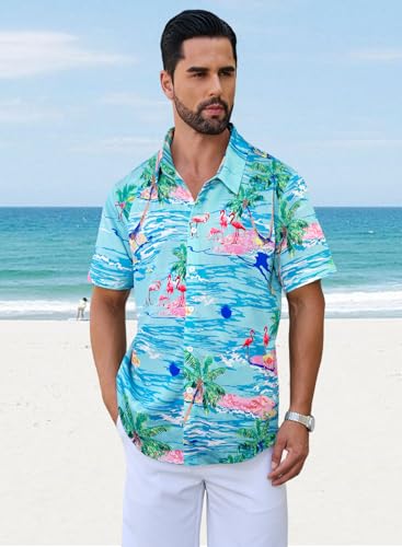 XiaoMoSha Hawaiian Shirt for Men Button Down Short Sleeve Summer Beach Shirts Wrinkle Free Funny Casual Tropical Tops S-3XL3