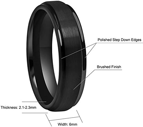 CROWNAL 6mm 8mm 10mm Black Tungsten Wedding Band Ring Engraved I Love You Men Women Step Down Edges Brushed Finish Size 4 To 17 - Image 4